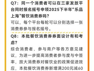 新增满200减60！本周六起报名摇号，2025“乐品上海”餐饮消费券10月份发放安排→